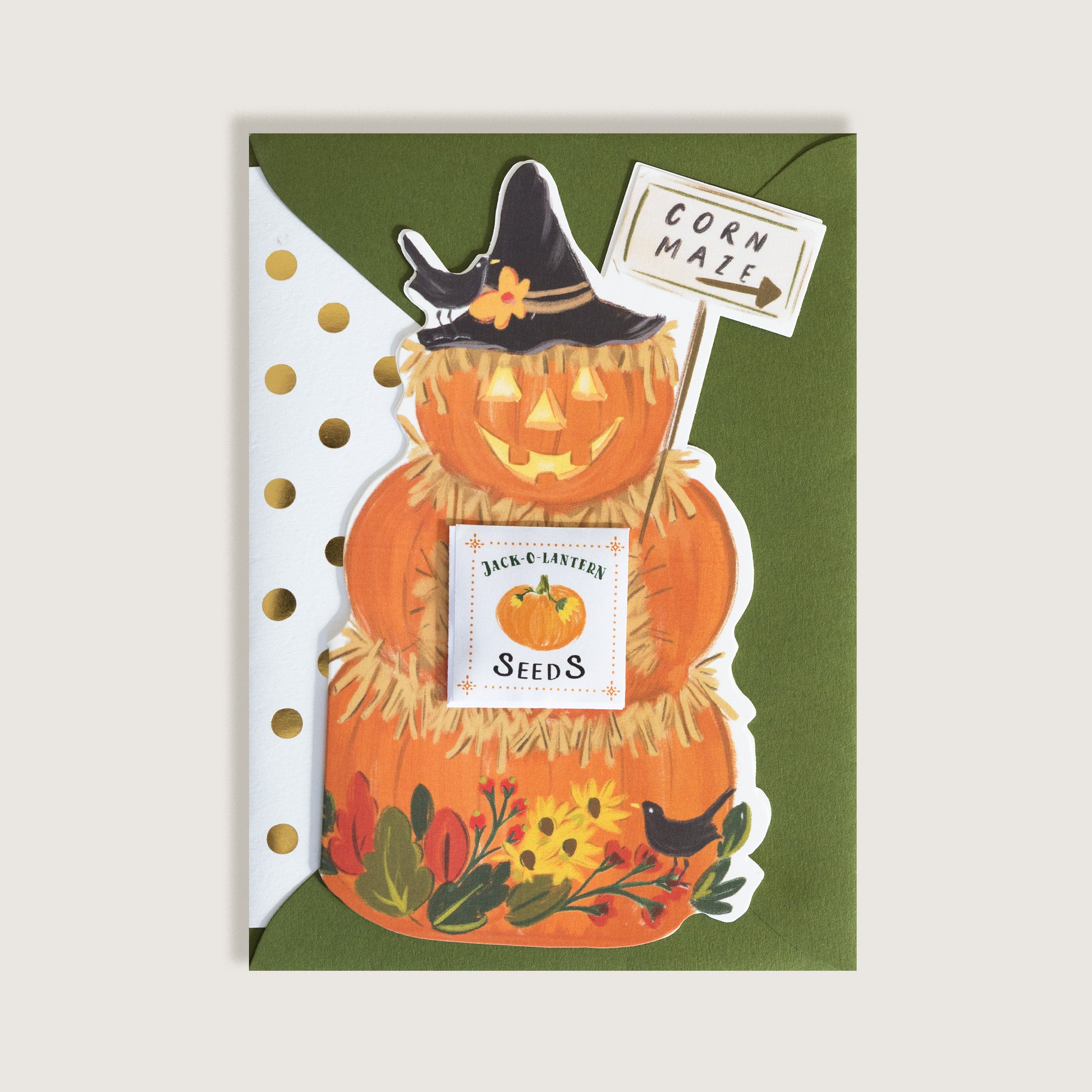 Jack O Lantern Pumpkin Seed Greeting Card