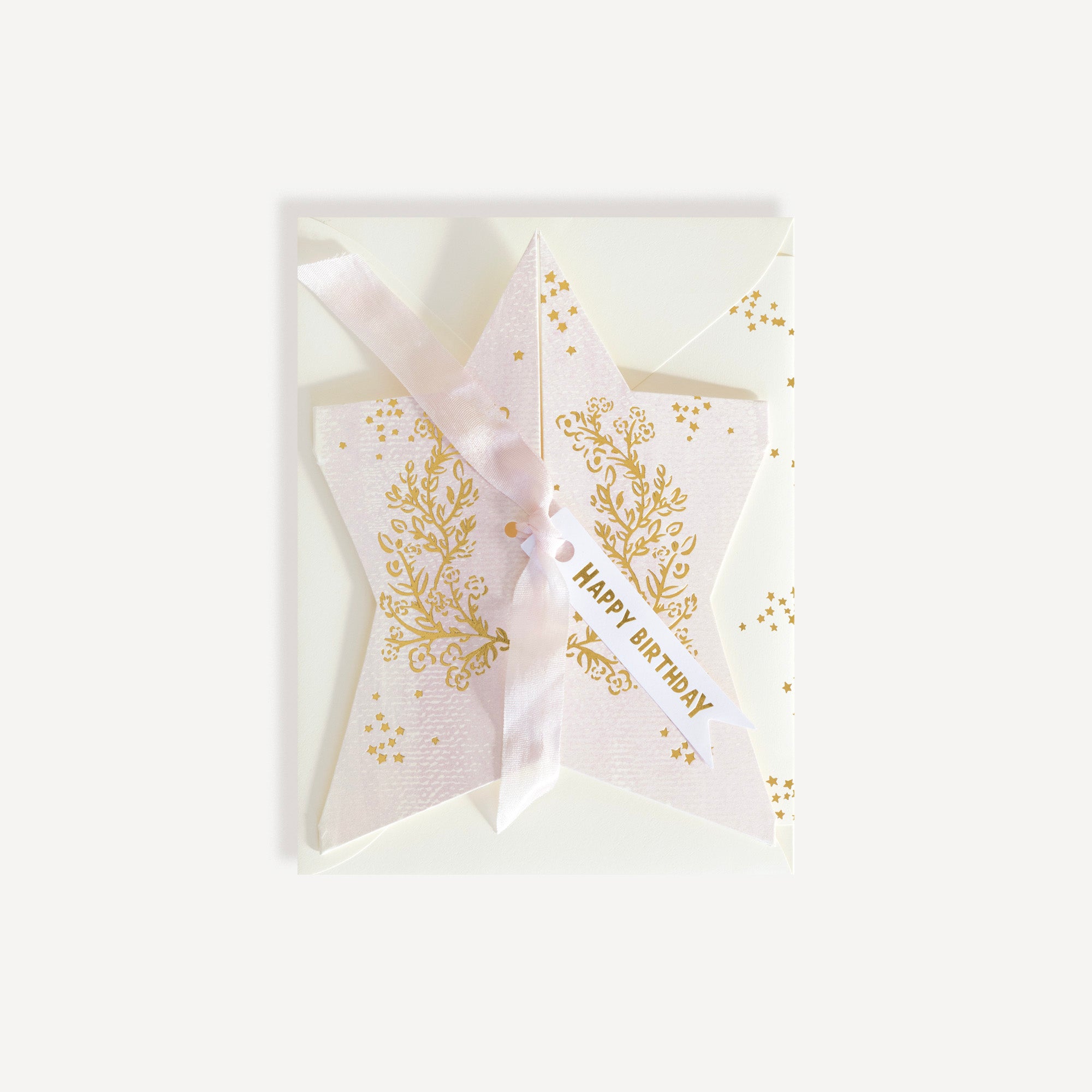 Happy Birthday Lilac and Gold Star Card