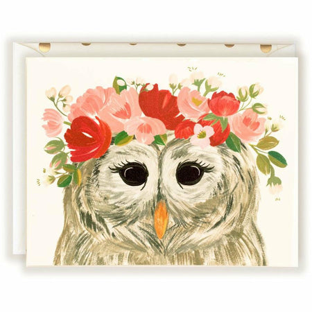 Lady Owl Floral Card by The First Snow - The First Snow