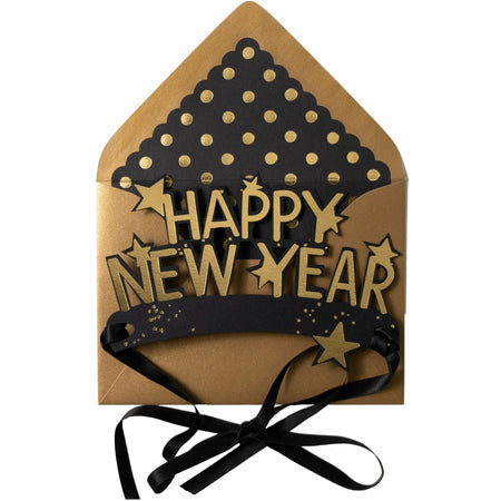 Say 'Happy New Year!' in style and class with this black and gold Happy New Year crown card. - The First Snow