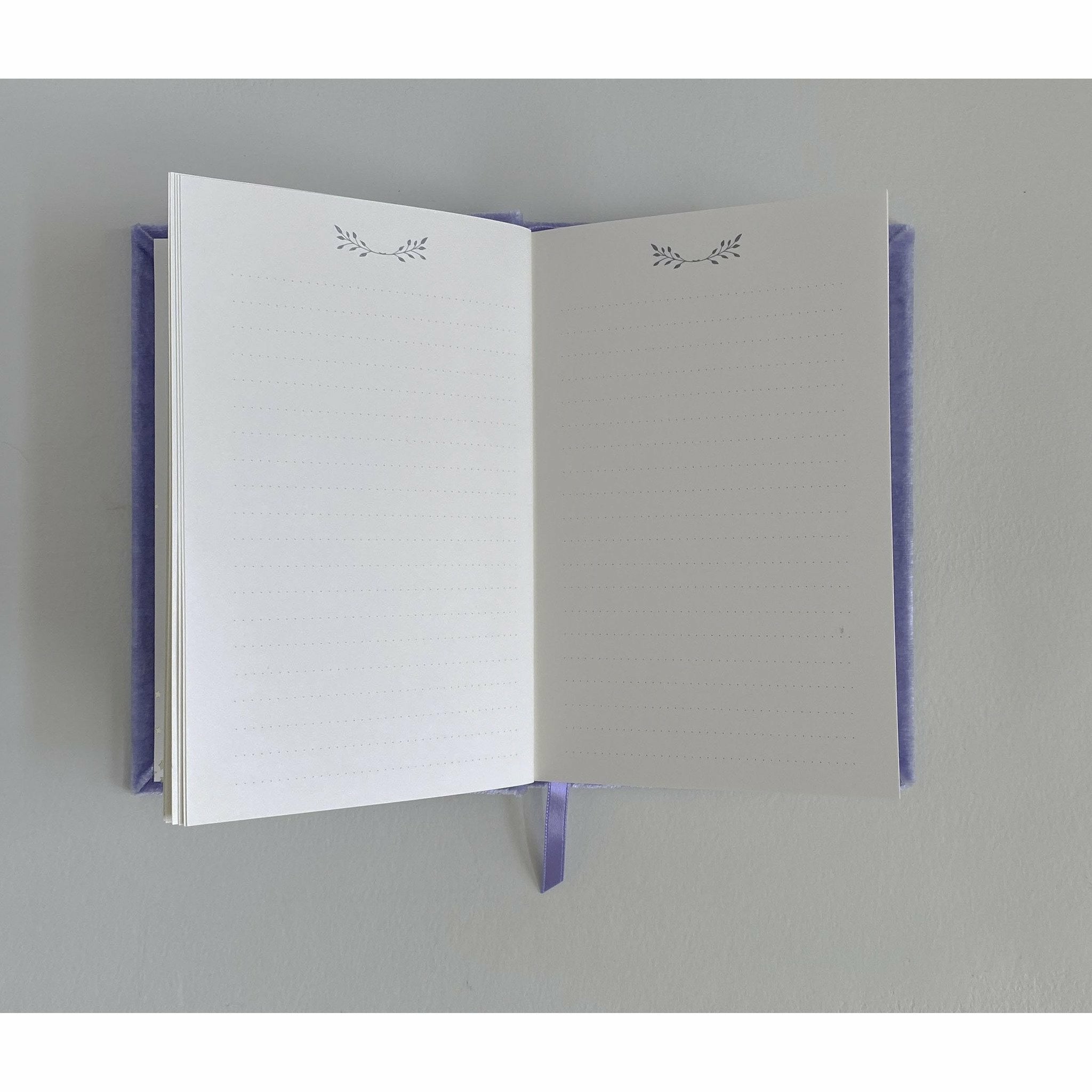 Handsome Petite Silk Velvet-Covered Vows Book for Weddings with Ribbon Bookmark - The First Snow
