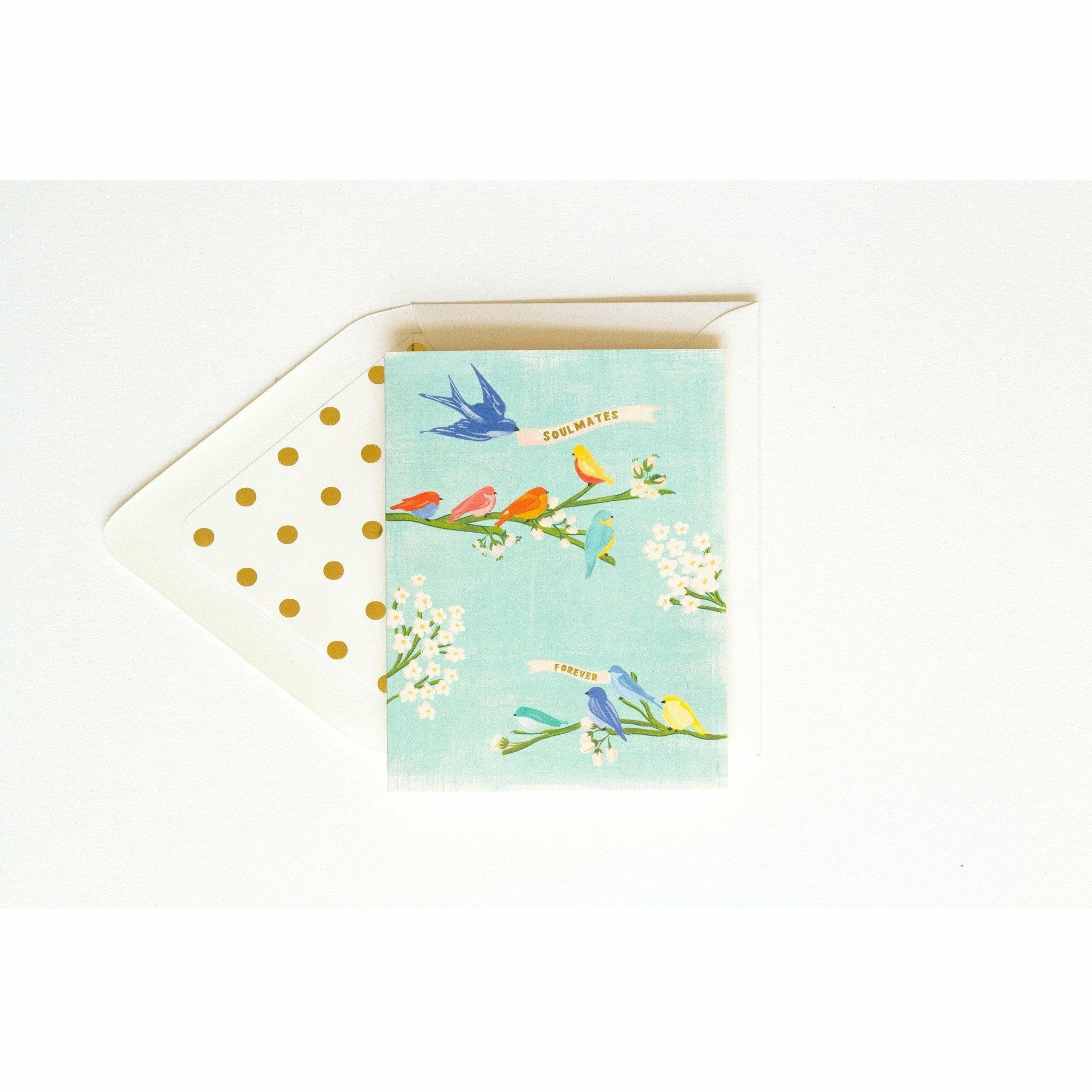 Painted Soulmates Forever Card with Bird and Floral Design - The First Snow