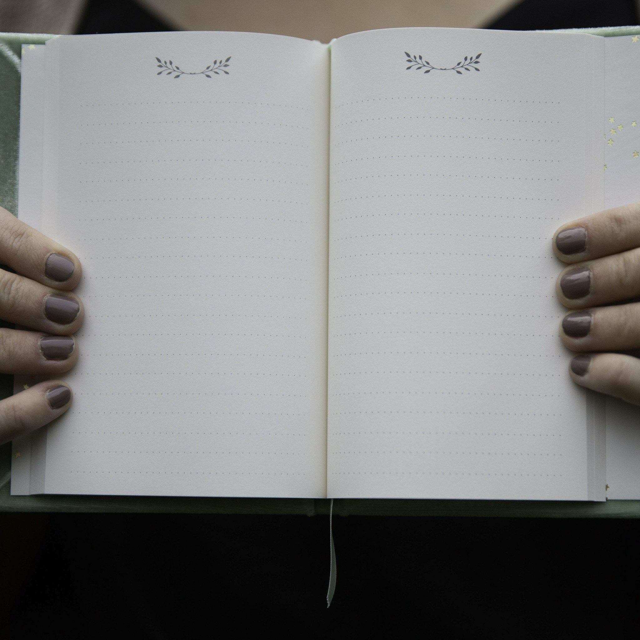 Love-Themed Silk Velvet-Covered Lined Notebook with Fabric Bookmark - The First Snow