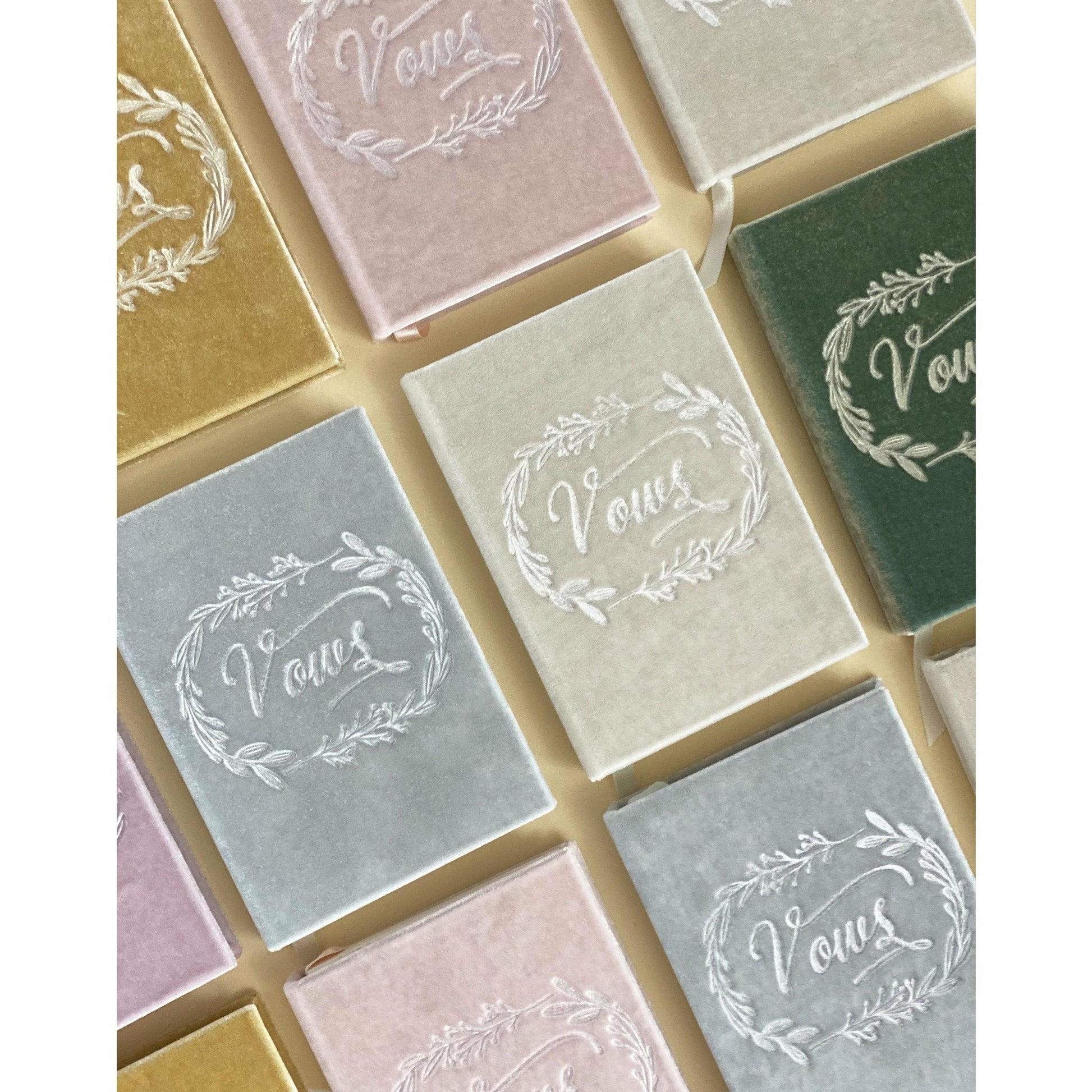 Petite Soft Velvet-Covered Vows Book for Weddings with Ribbon Bookmark - The First Snow