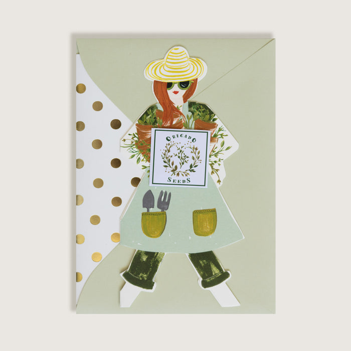 Garden Girl with Oregano Seeds Cards