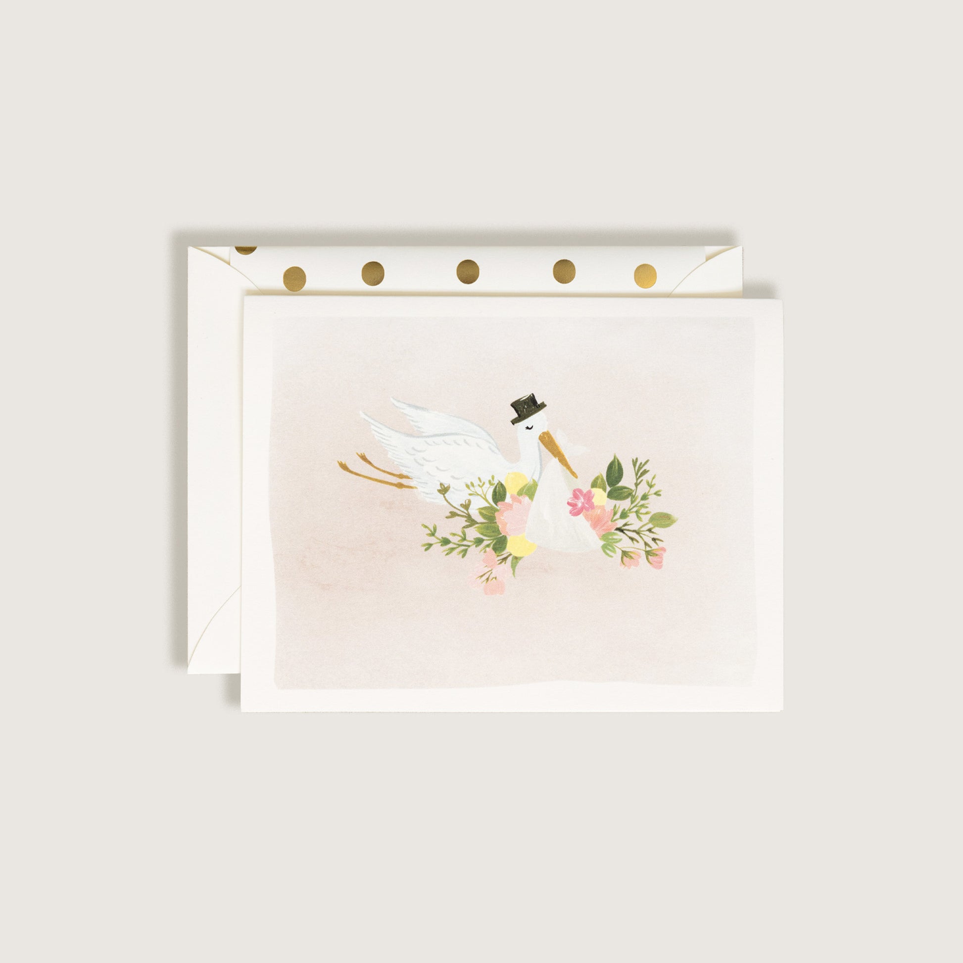 Baby Stork Card in Blush