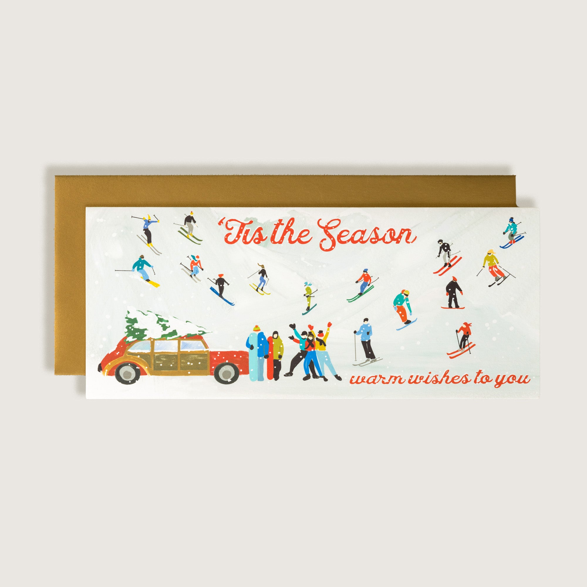 'Tis The Season Vintage Ski Greeting Card