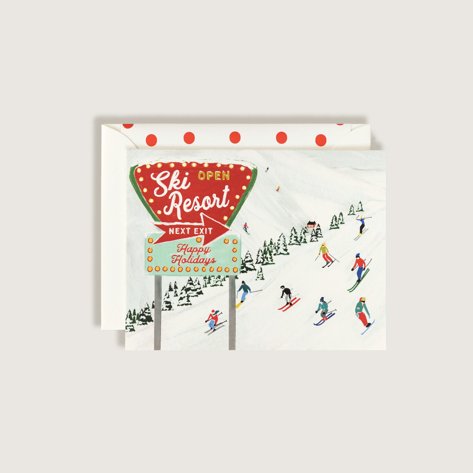Happy Holidays Ski Resort Greeting Card