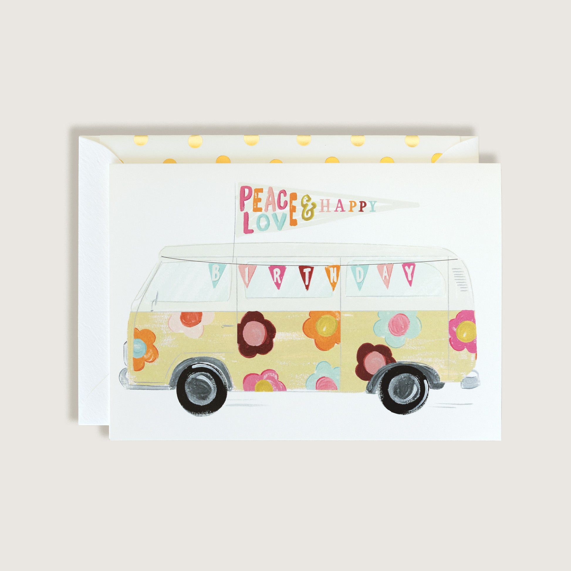 Peace, Love, & Happy Birthday Retro Van Birthday Card