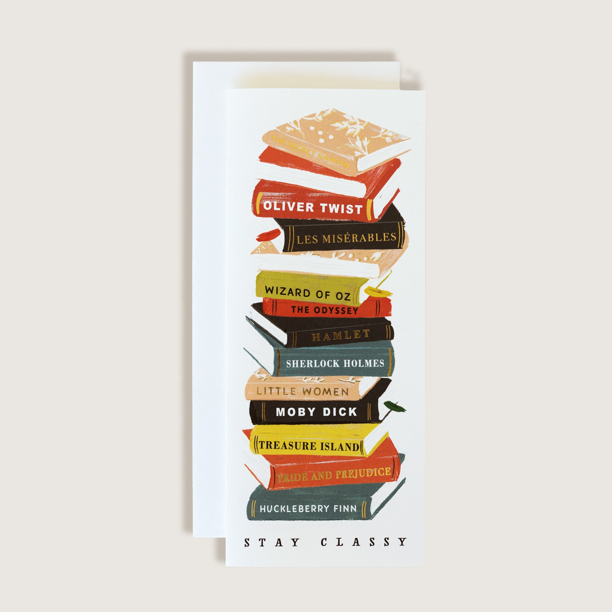 Stay Classy Stacked Vintage Books Greeting Card