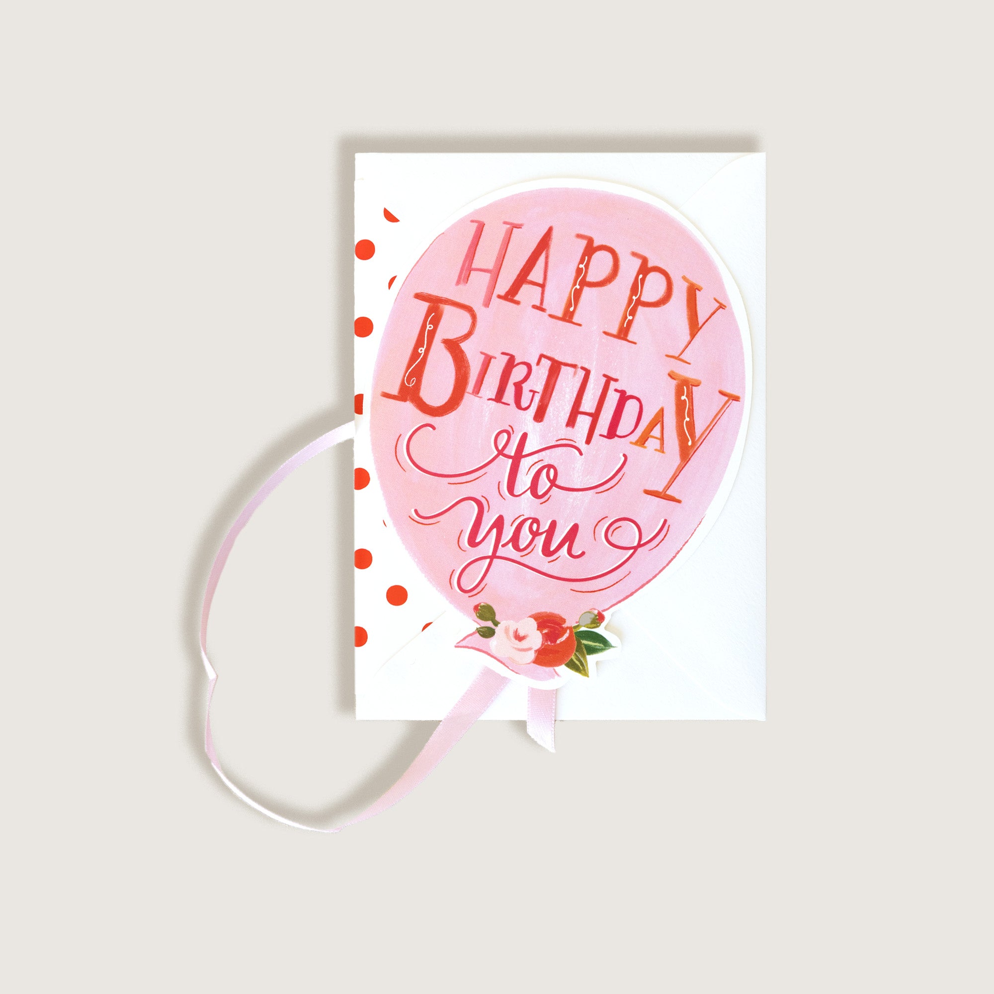 Happy Birthday Pink Balloon Greeting Card
