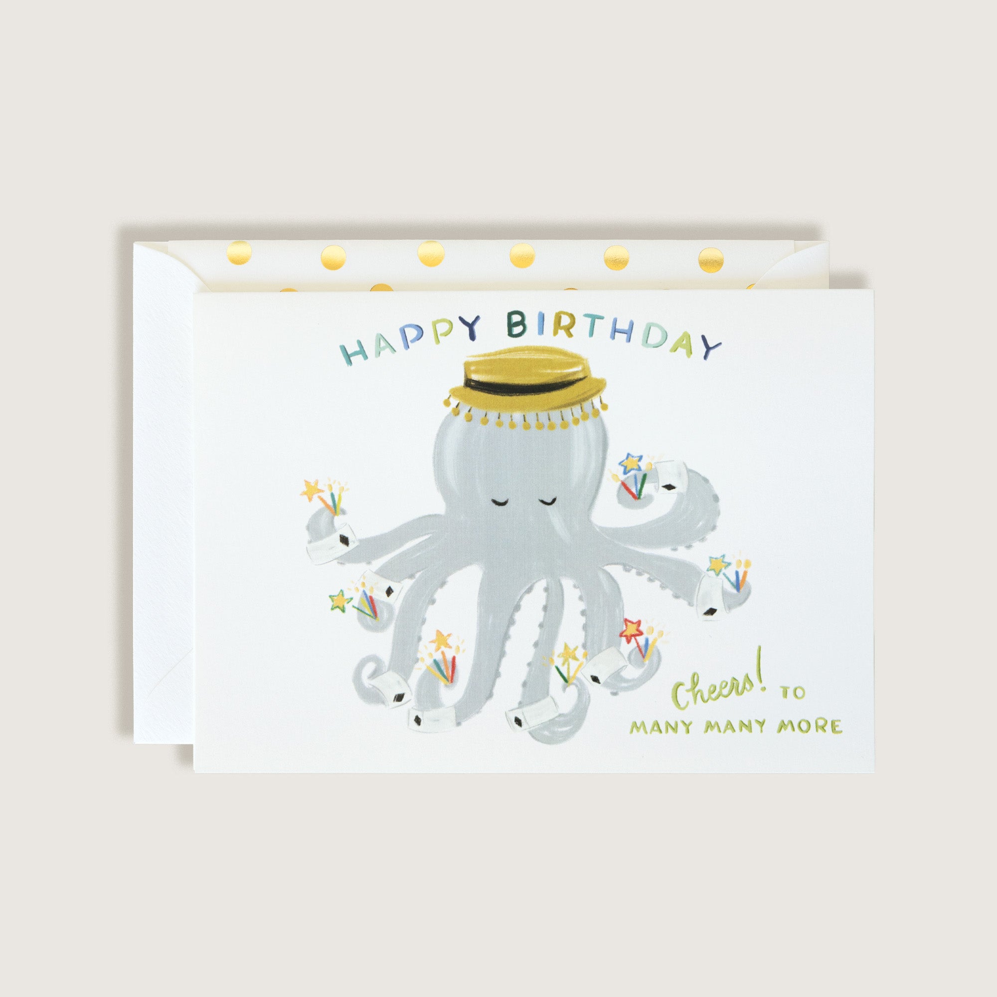 Cheers to Many Many More Octopus Birthday Greeting Card