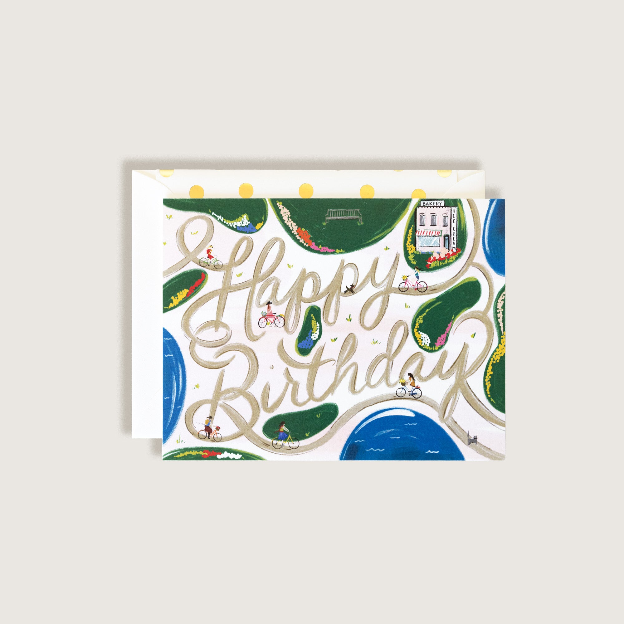 Bicycle Path Happy Birthday Greeting Card