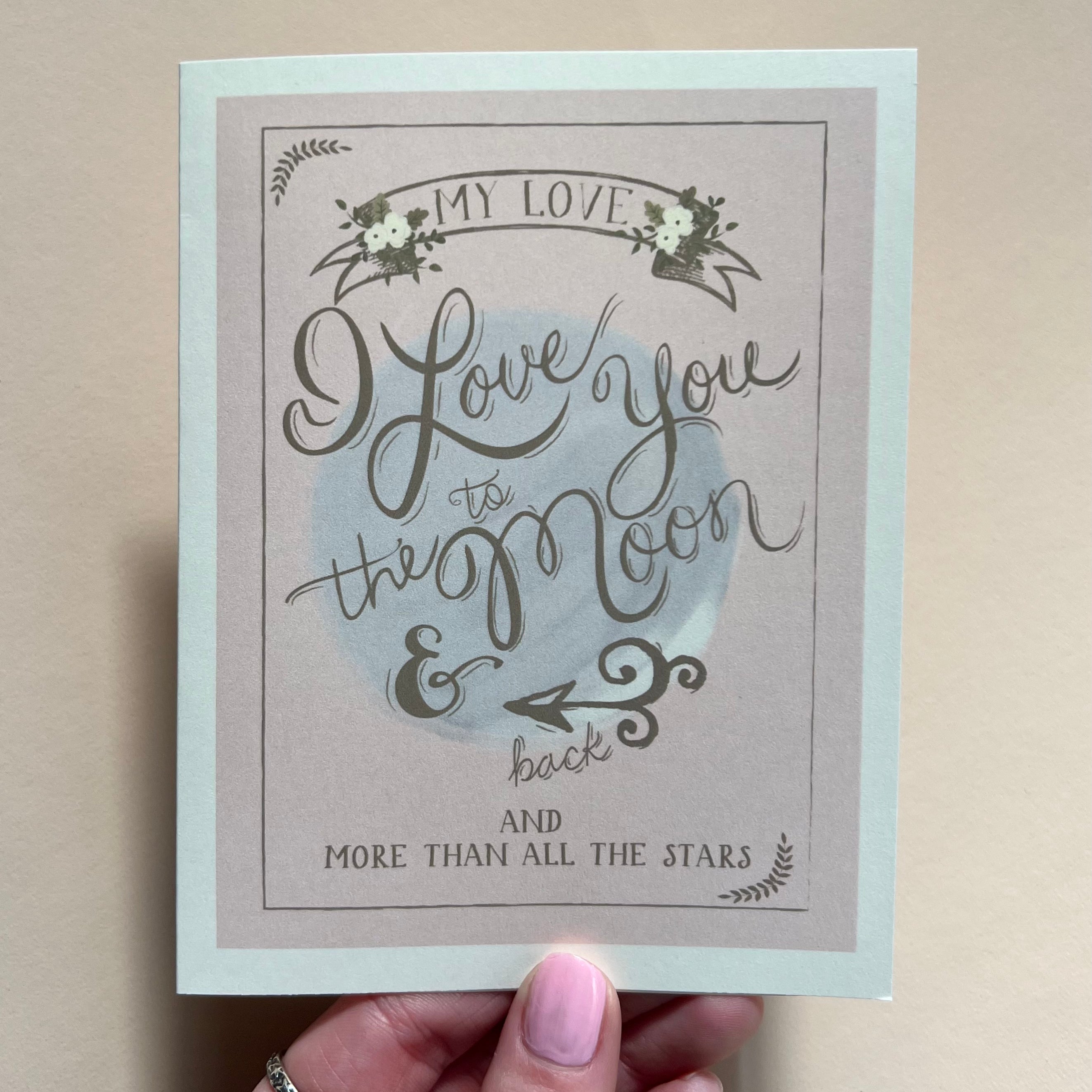 Love You to the Moon Blush Card