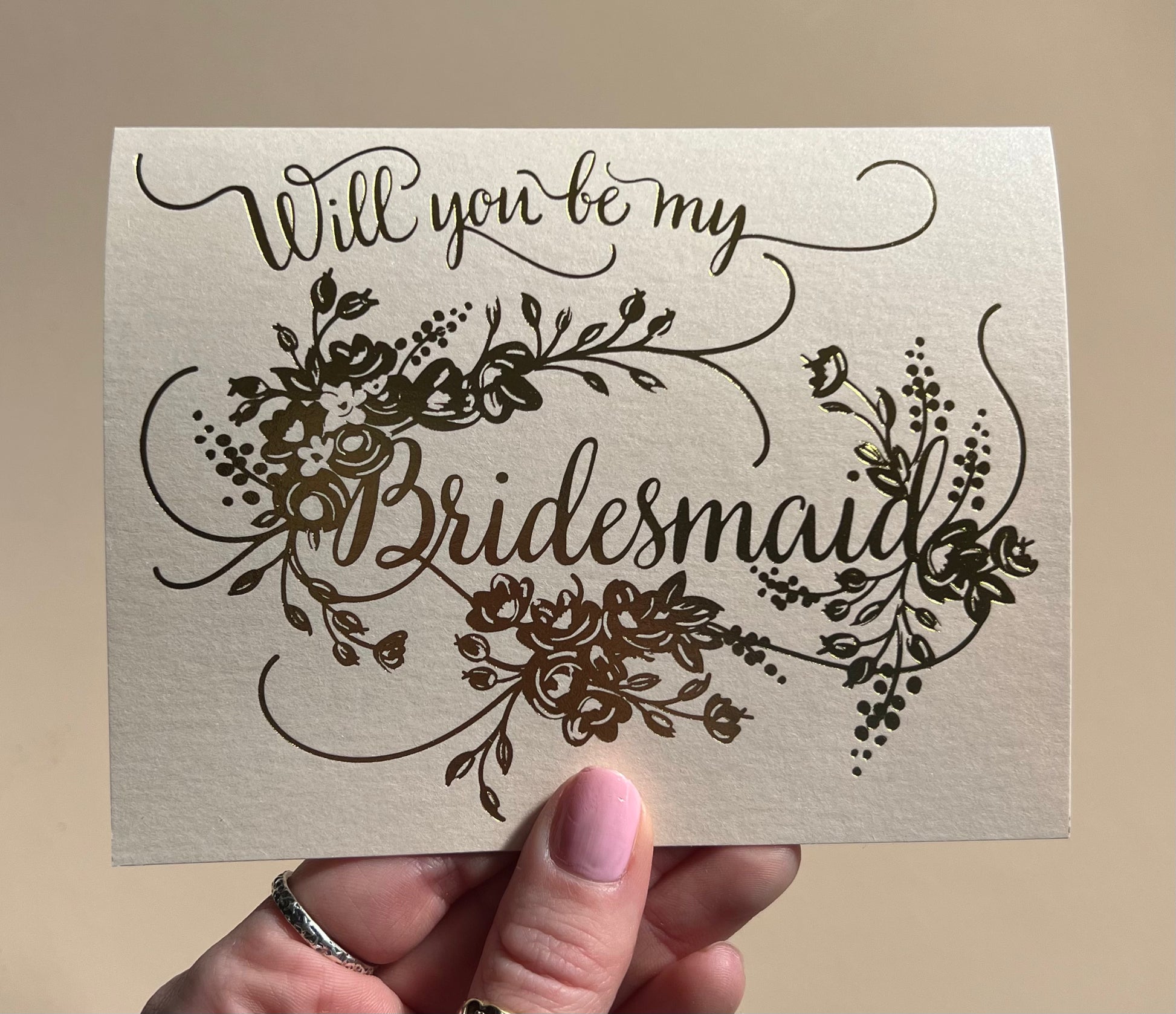 Gold Foiled Bridesmaid Card