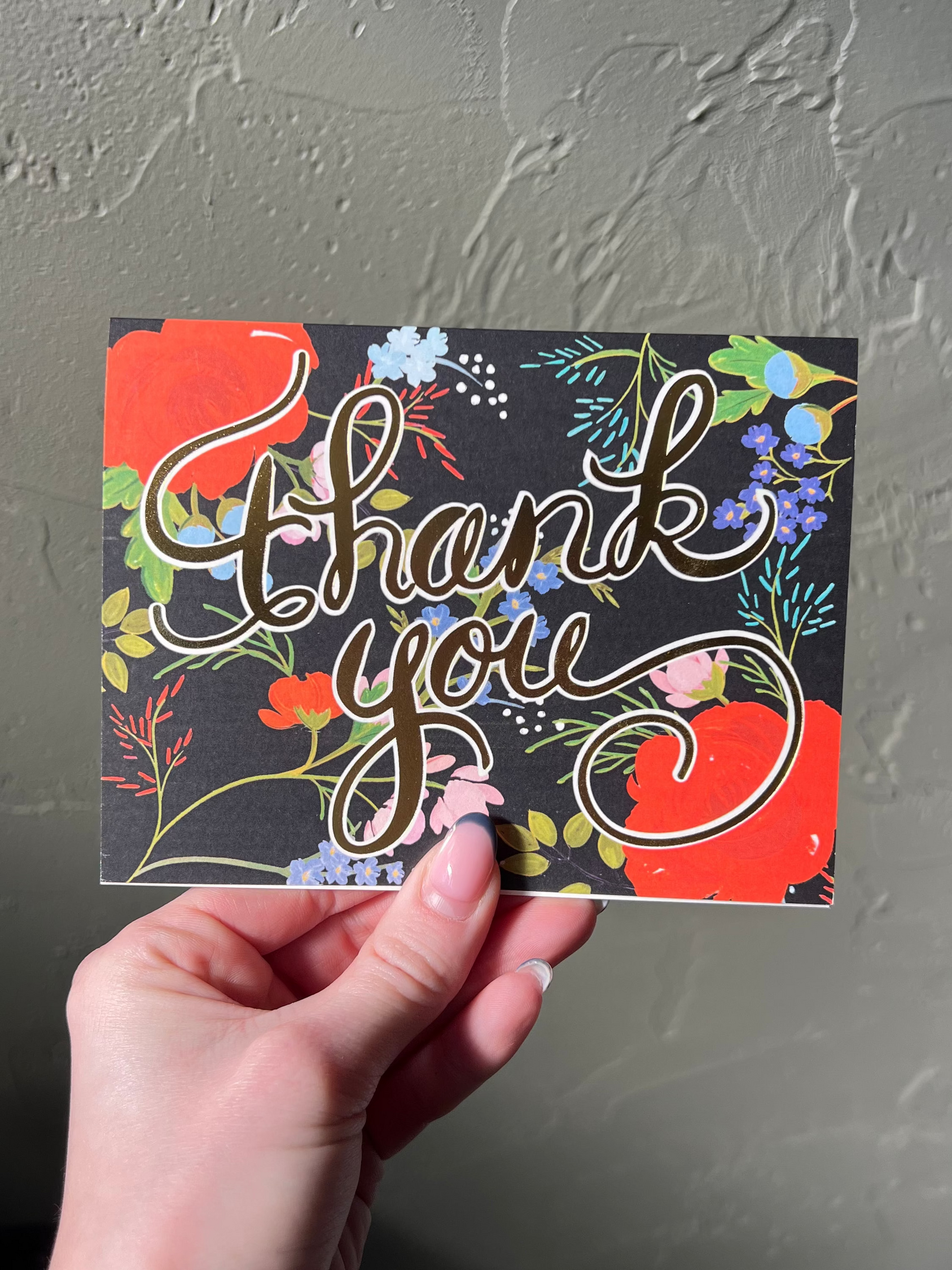 Thank You Black Floral Card