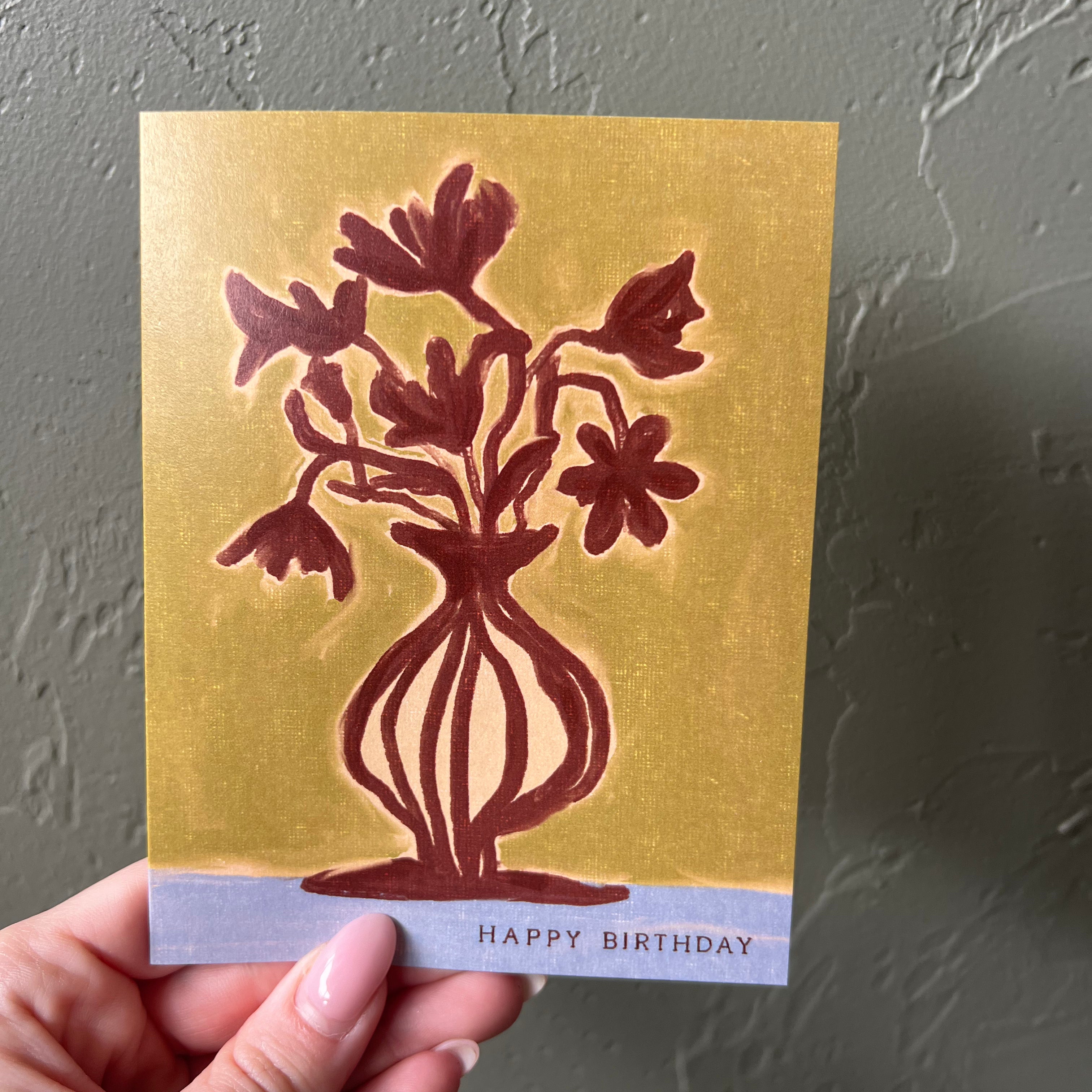 Happy Birthday Flowers in Vase Card