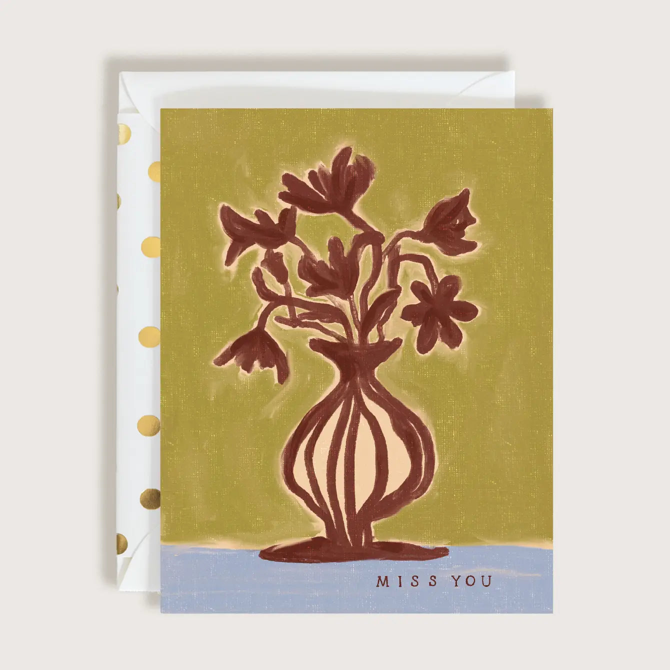 MISS YOU Flowers In Vase Greeting Card