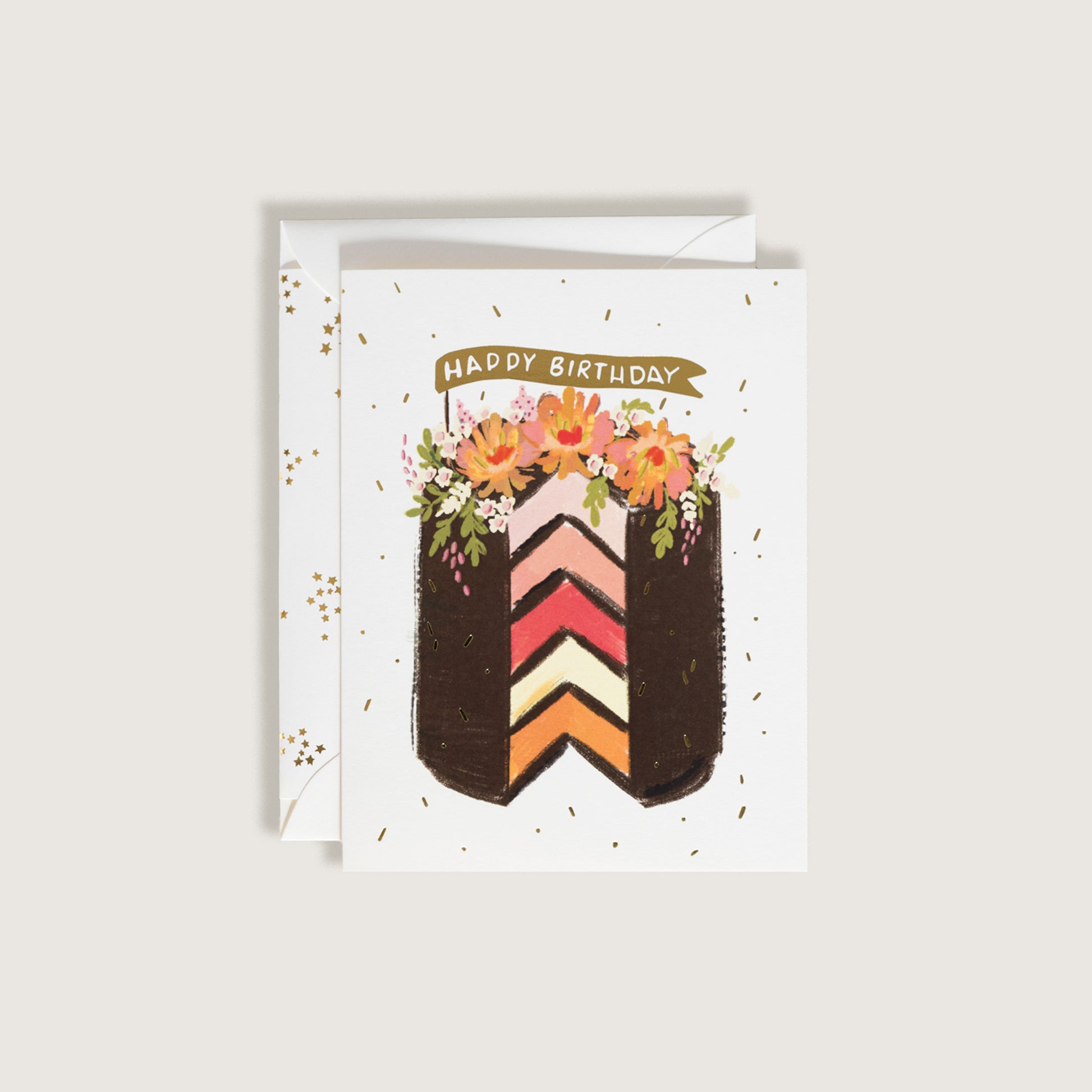 Happy Birthday Chocolate Layered Cake Greeting Card