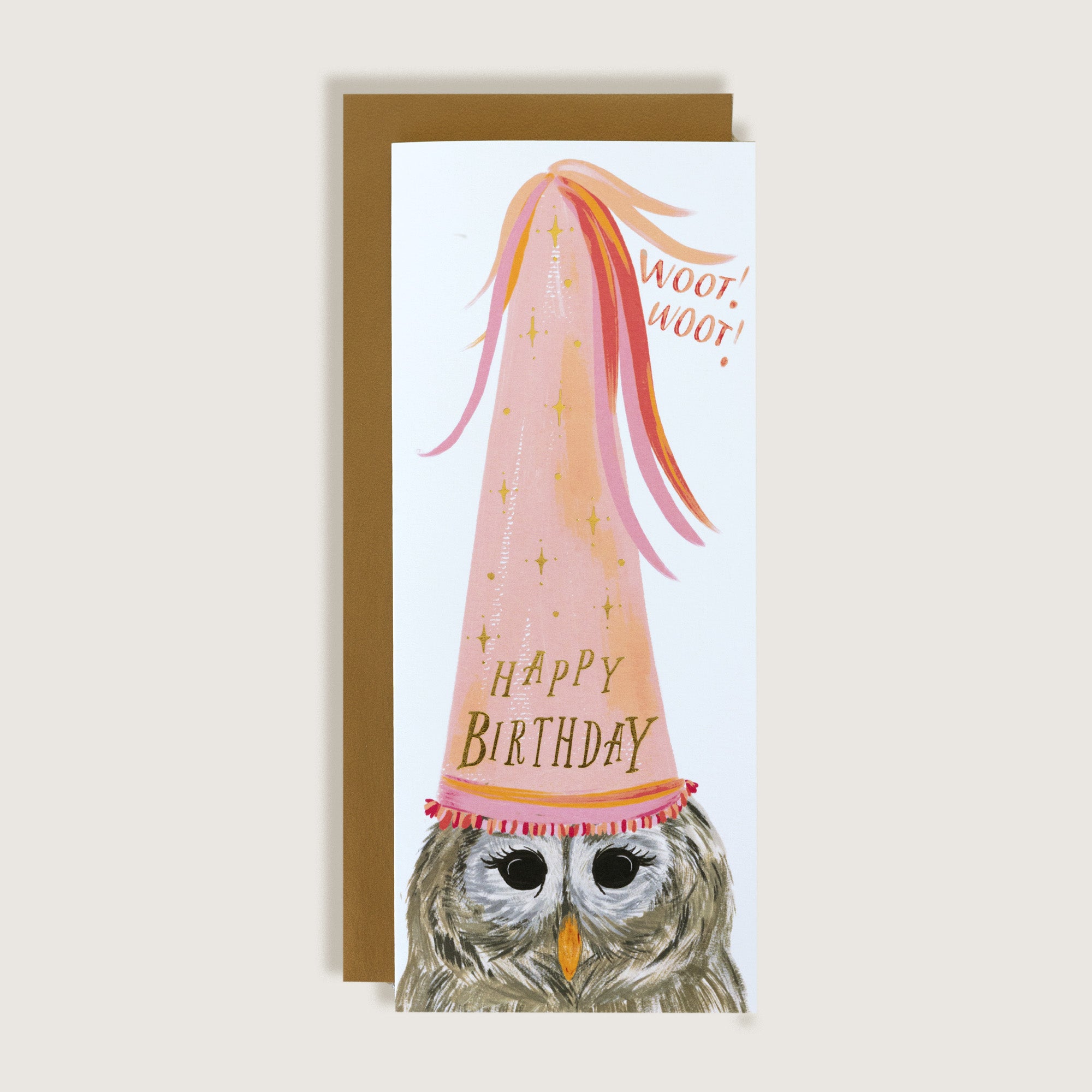 Happy Birthday Owl Party Hat Greeting Card