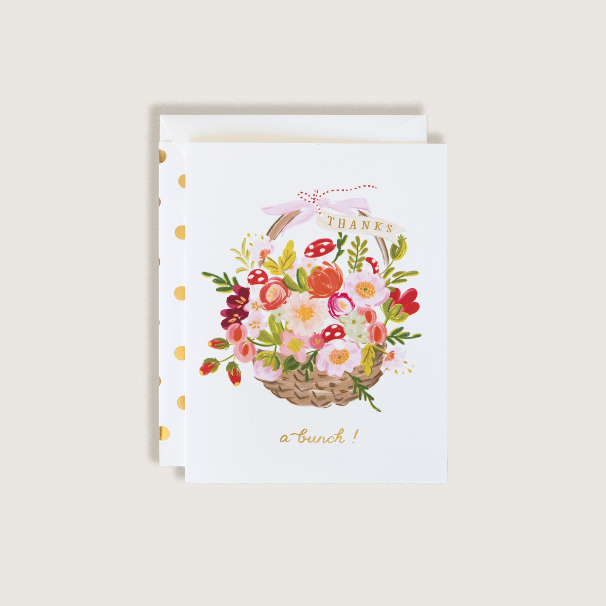 Thanks A Bunch Floral Basket Greeting Card