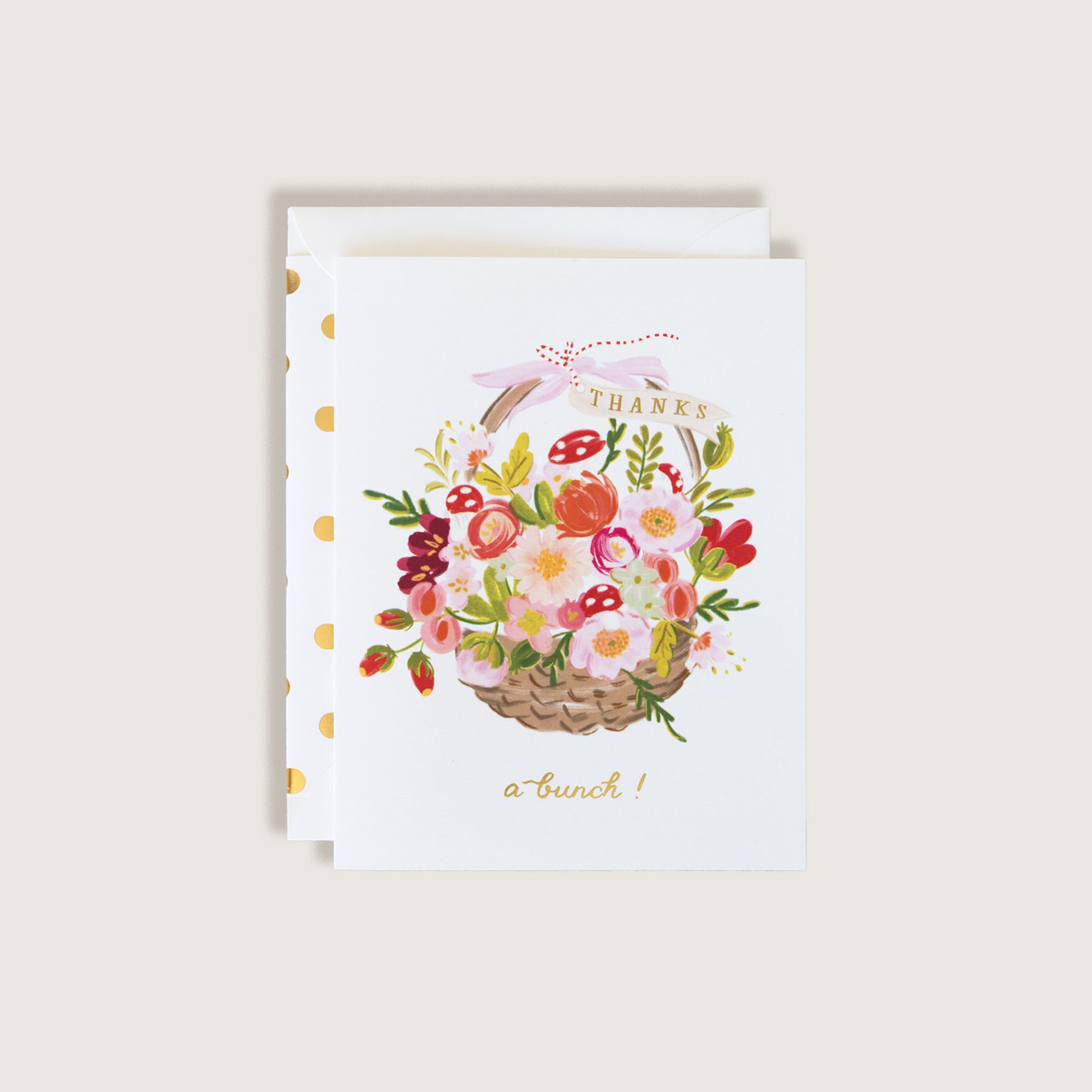 Thanks A Bunch Floral Basket Greeting Card