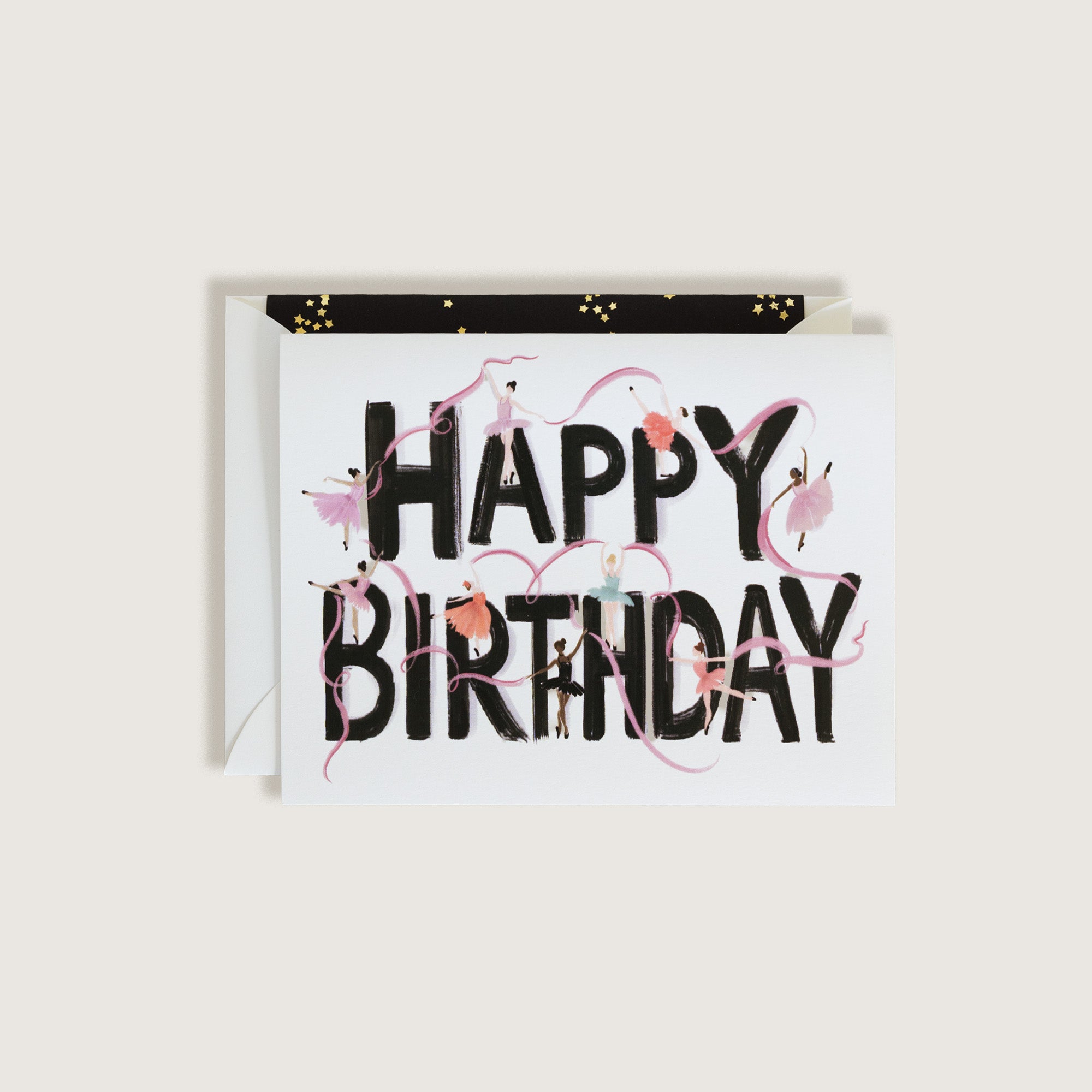 Happy Birthday Greeting Card with Ballet Dancers