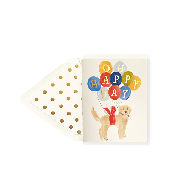 Happy Birthday Golden Retriever Dog with Balloons