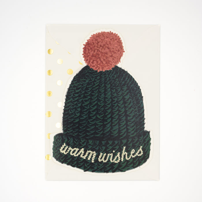 Beanie Die Cut Holiday Card - Warm Wishes