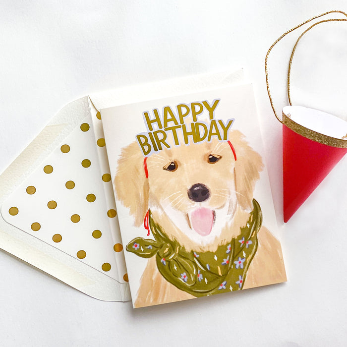 Happy Birthday Golden Retriever Dog Card