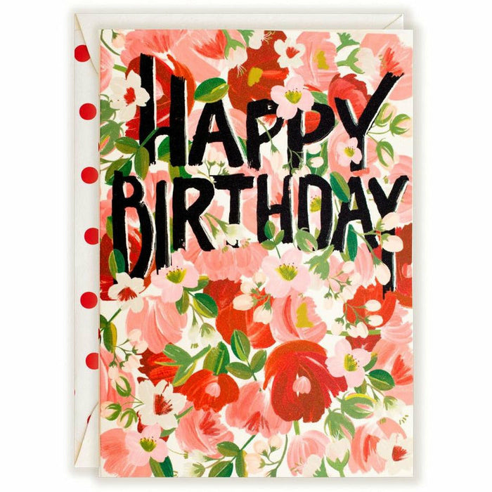 Happy Birthday Red | Pink Blooms Card - The First Snow