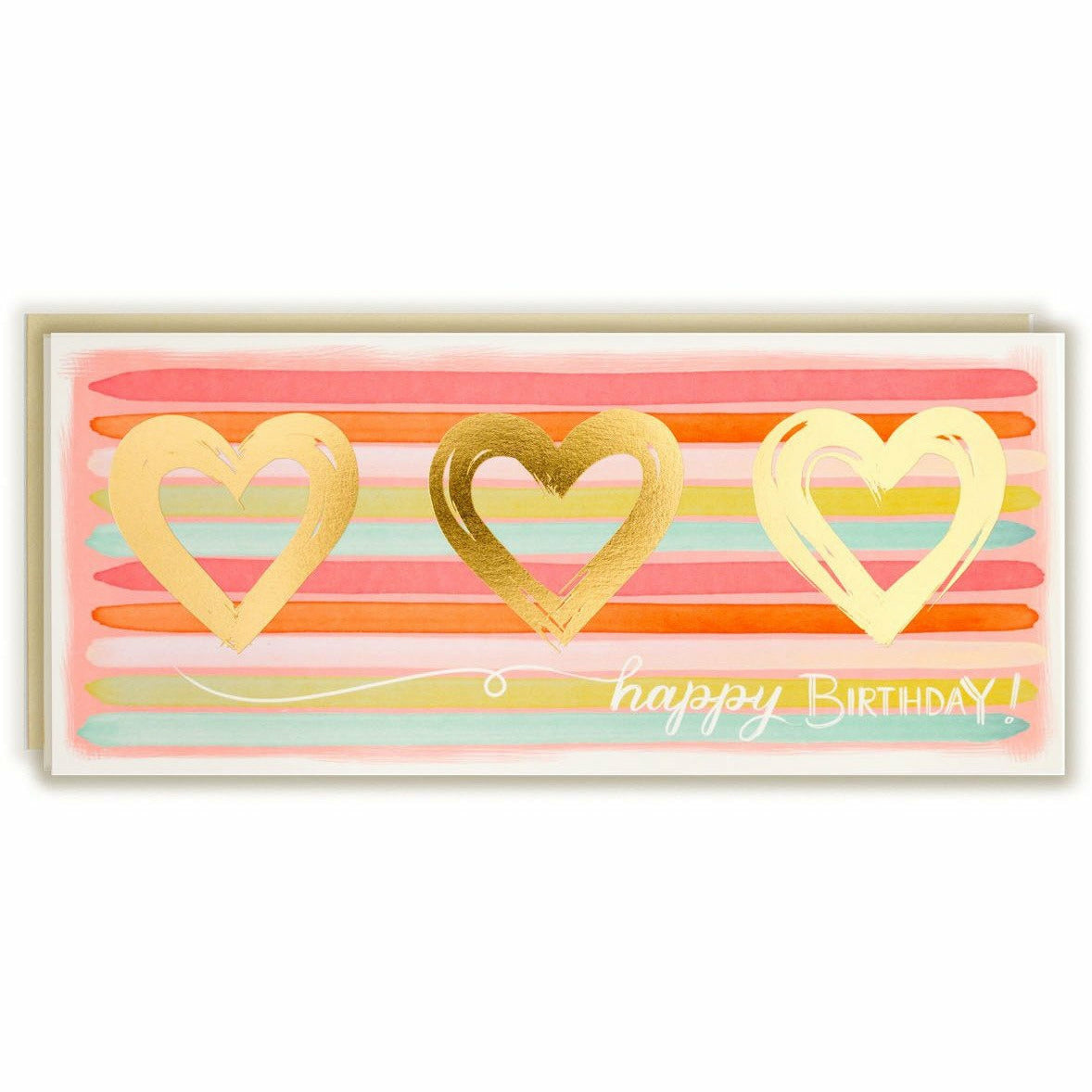 Happy Birthday Stripes Gold Hearts - The First Snow