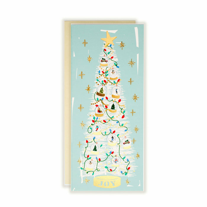 Joyous Greetings Gold-Accented Christmas Tree Holiday Card - The First Snow
