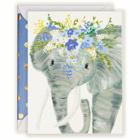 Talulah Elephant Floral Crown card - The First Snow