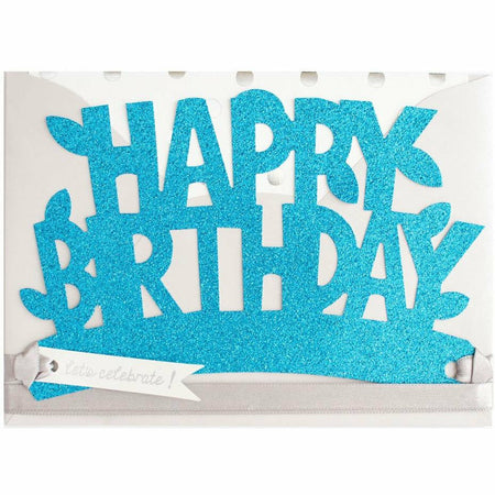 Teal Happy Birthday Glitter Crown Card - The First Snow