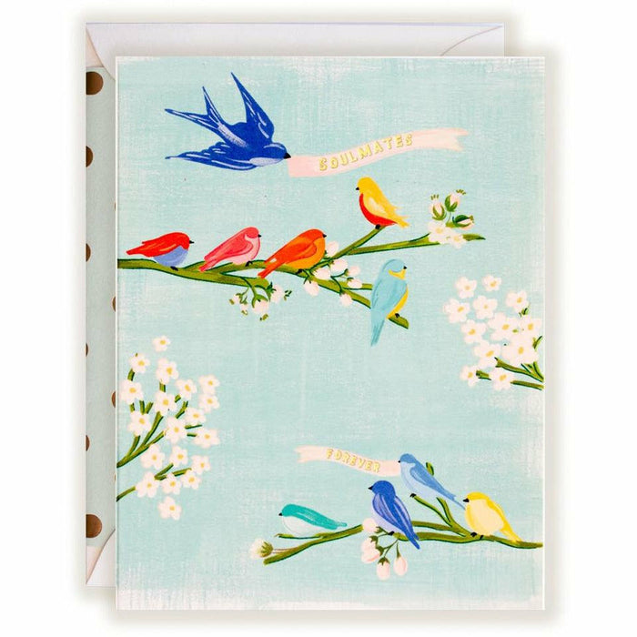 Painted Soulmates Forever Card with Bird and Floral Design - The First Snow