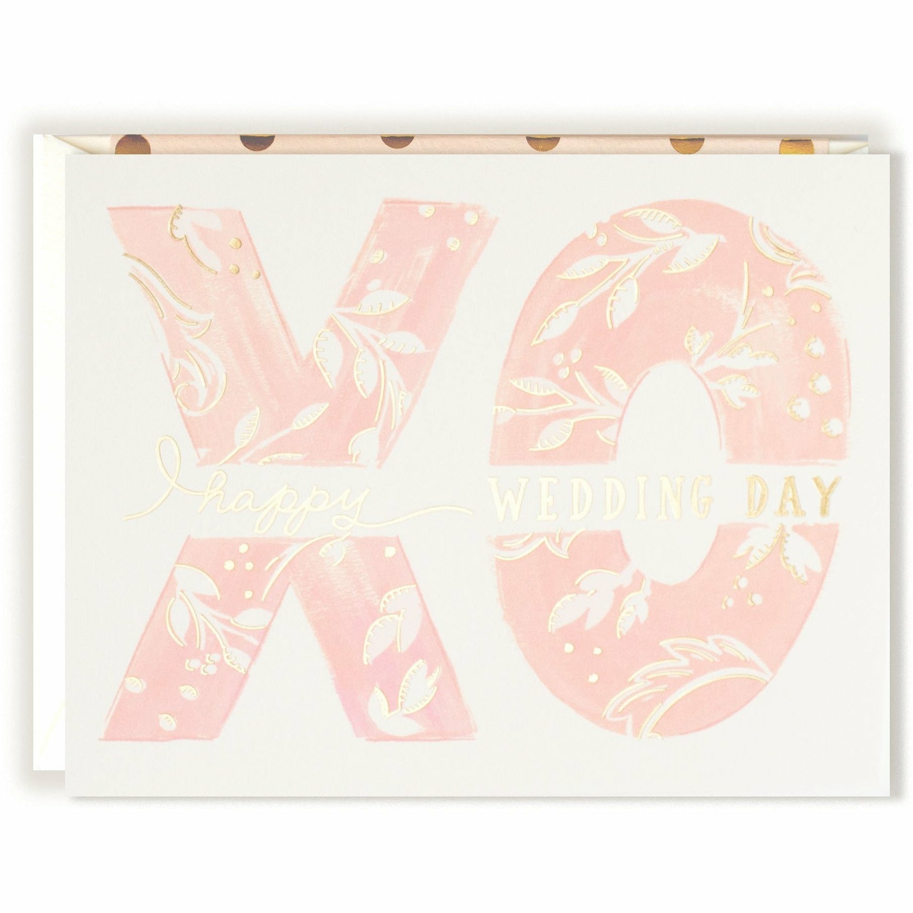 Hugs and Kisses XO Happy Wedding Pink, White, and Gold Card - The First Snow