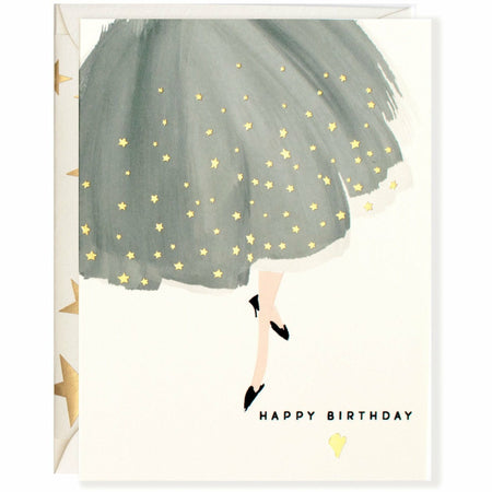 Beautiful Women's Birthday Card and Envelope Set with Gold Stars - The First Snow