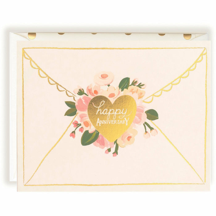 Lovely Gold Foil and Floral Happy Anniversary Celebration Card - The First Snow
