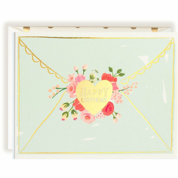 Shining Gold Foil and Flowers Beautiful Happy Birthday Card - The First Snow
