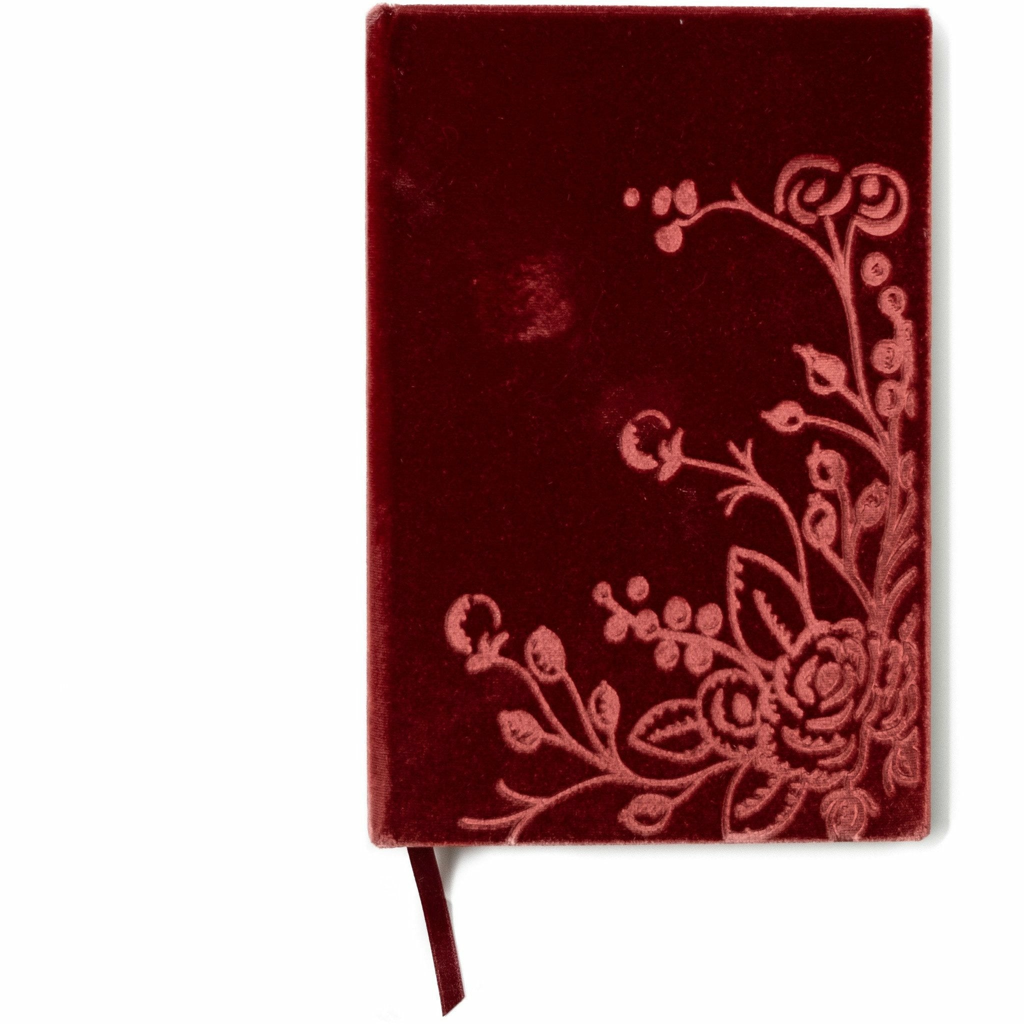 Unique Handmade Botanical Floral Silk Velvet-Covered Notebook - The First Snow