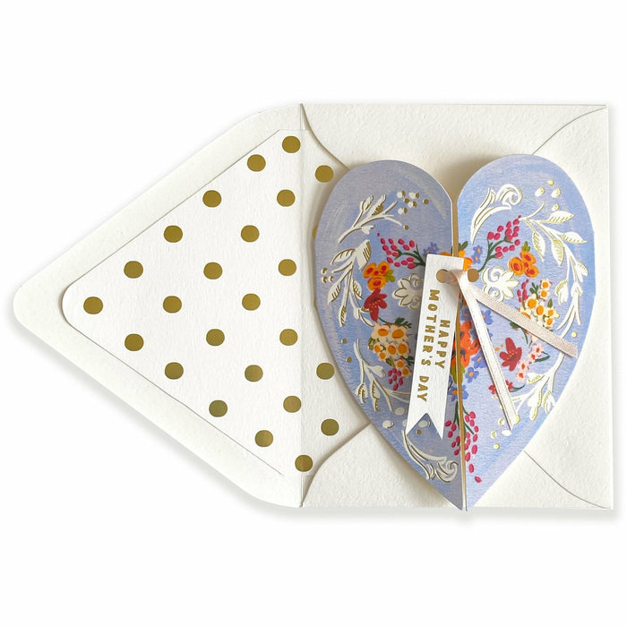 Happy Mother's Day Folding Heart Card/Blue - The First Snow