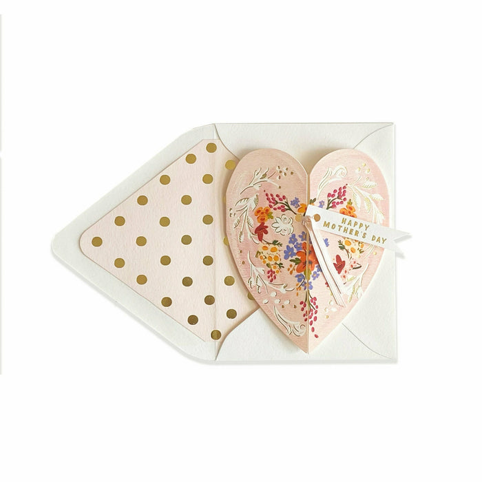 Happy Mother's Day Folding Heart Card/Pink - The First Snow