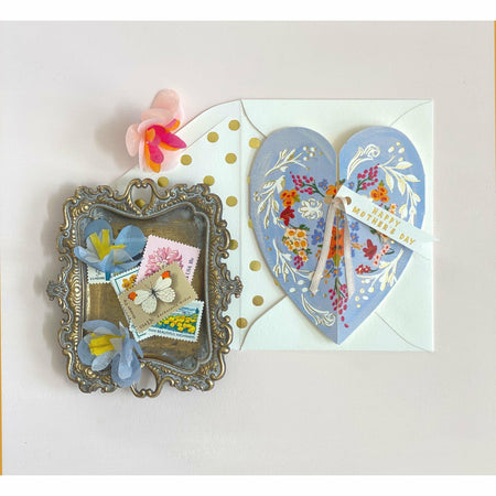 Happy Mother's Day Folding Heart Card/Blue - The First Snow