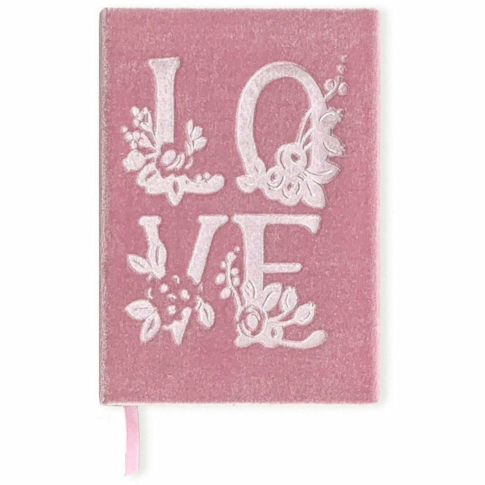 Love-Themed Silk Velvet-Covered Lined Notebook with Fabric Bookmark - The First Snow