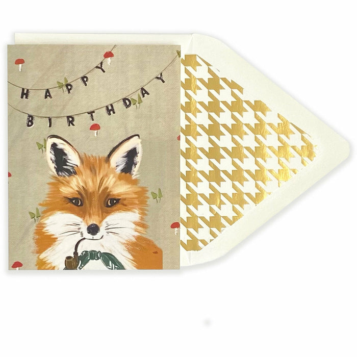 Distinguished Fox Happy Birthday Card - The First Snow