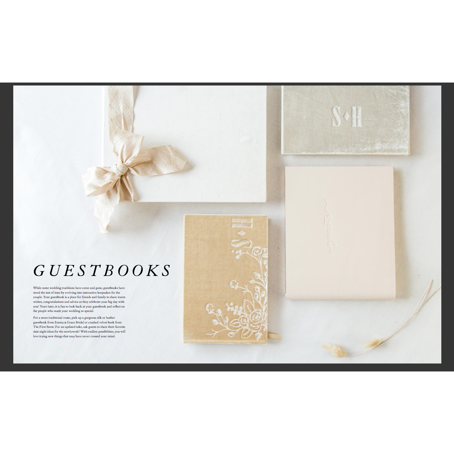 100 Page Velvet-Covered Guestbook with Custom Monogramming - The First Snow