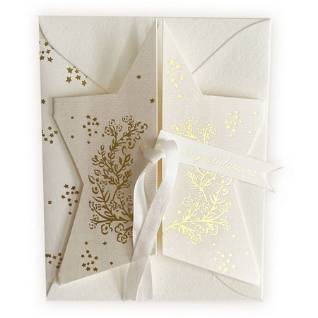 Congratulations Gold Foil Star Card with Silk Ribbon - The First Snow