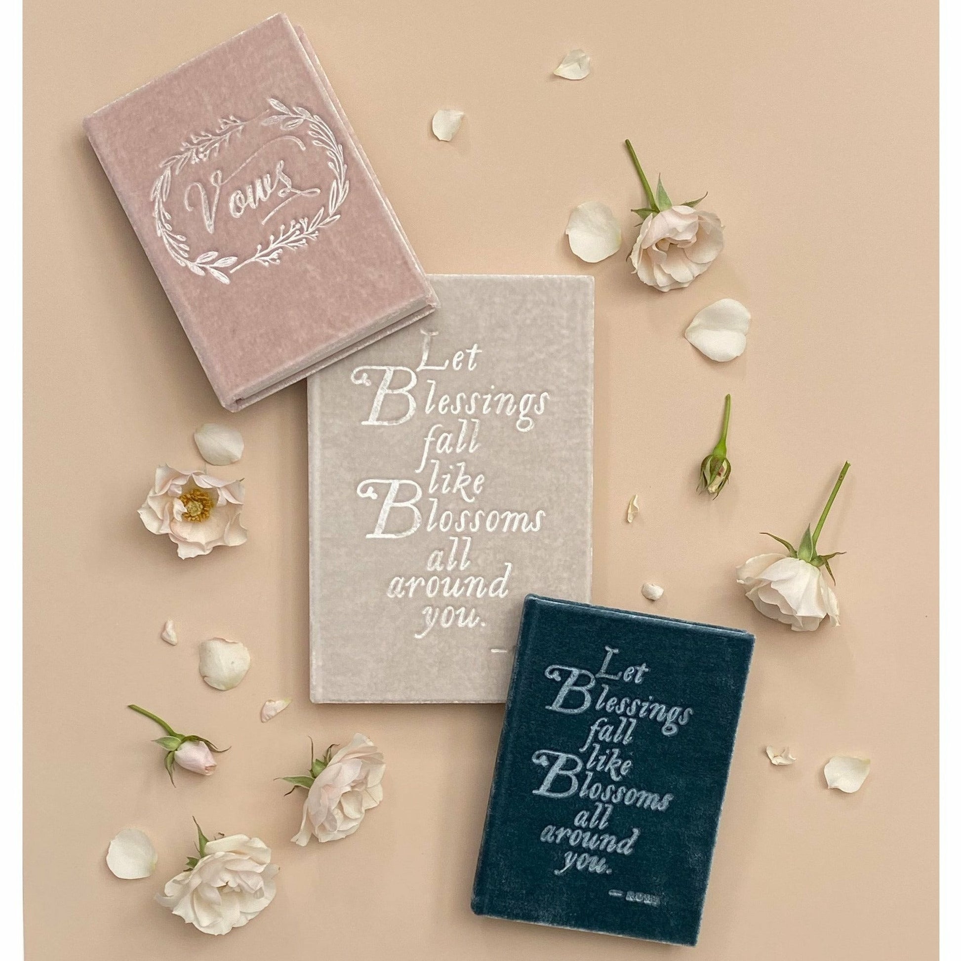 Rumi Quote Petite Soft Velvet-Covered Vows Book for Weddings with Ribbon Bookmark - The First Snow