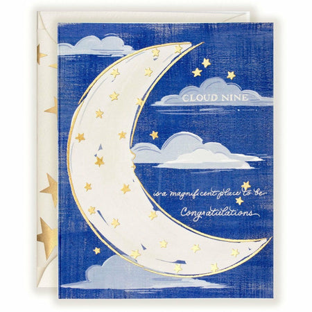 Cloud Nine Congratulations Greeting Card and Envelope Set with Gold Stars - The First Snow